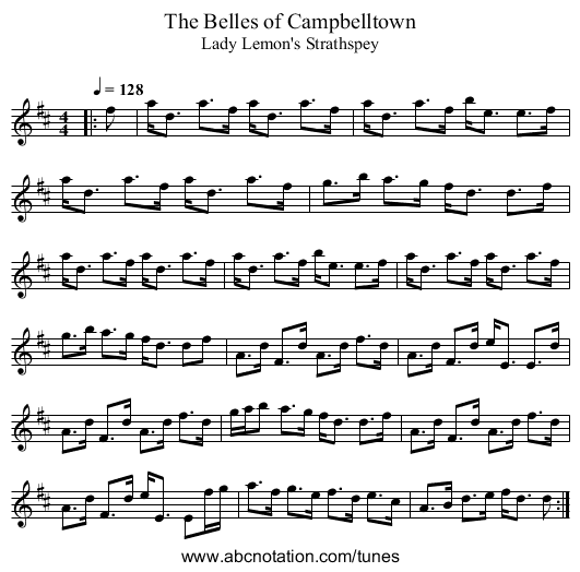 The Belles of Campbelltown - staff notation