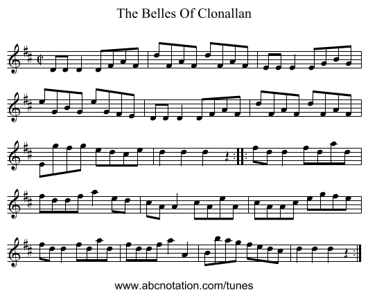 The Belles Of Clonallan - staff notation