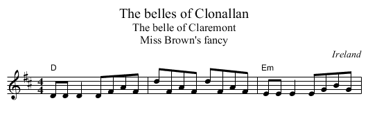 The belles of Clonallan - staff notation