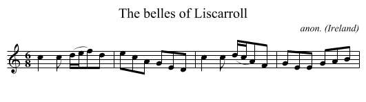 The belles of Liscarroll - staff notation