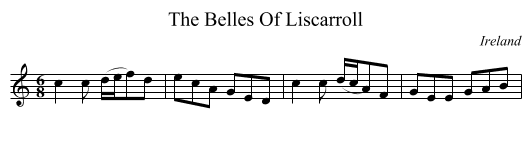 The Belles Of Liscarroll - staff notation
