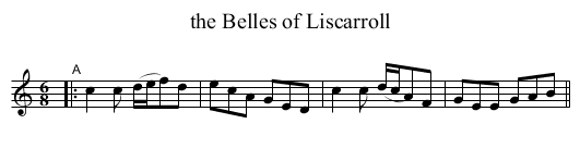 the Belles of Liscarroll - staff notation