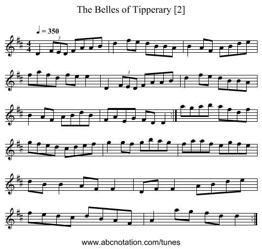 The Belles of Tipperary [2] - staff notation