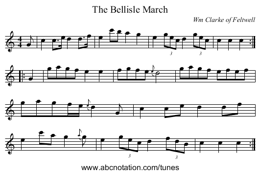 The Bellisle March - staff notation