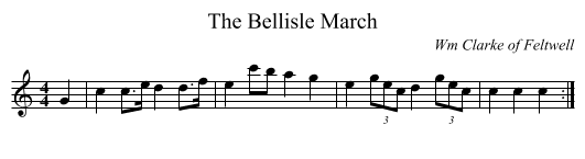 The Bellisle March - staff notation