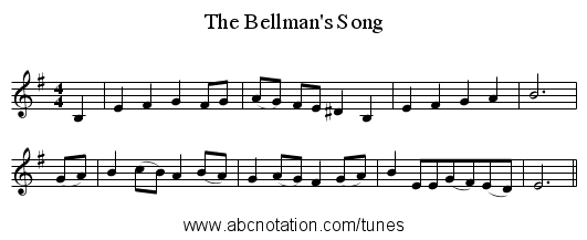 The Bellman's Song - staff notation