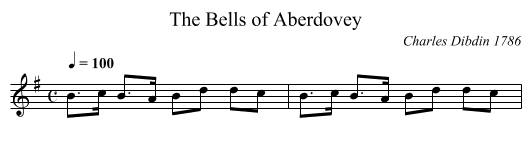 The Bells of Aberdovey - staff notation