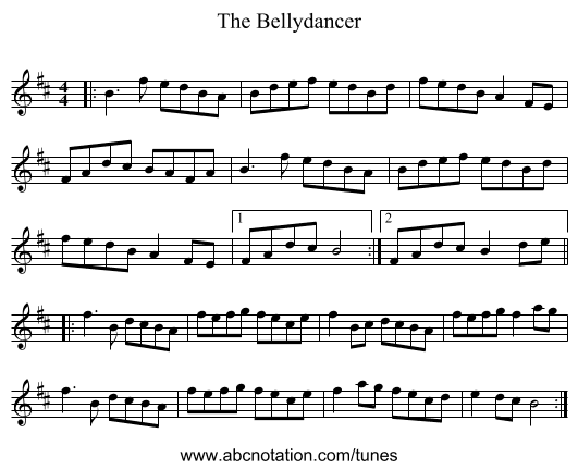 The Bellydancer - staff notation