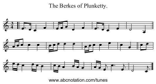 The Berkes of Plunketty. - staff notation