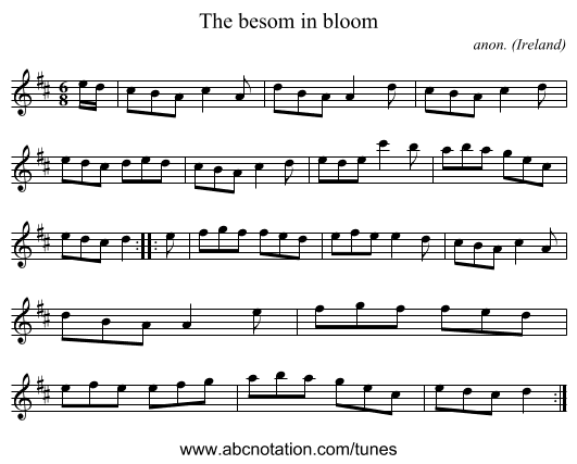 The besom in bloom - staff notation