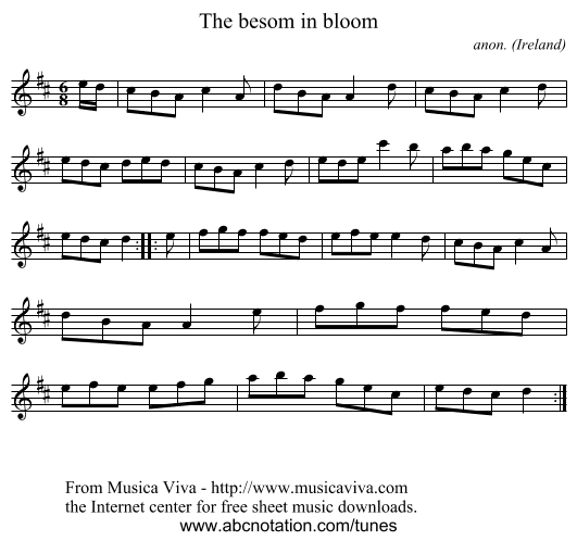 The besom in bloom - staff notation
