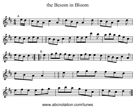 the Besom in Bloom - staff notation