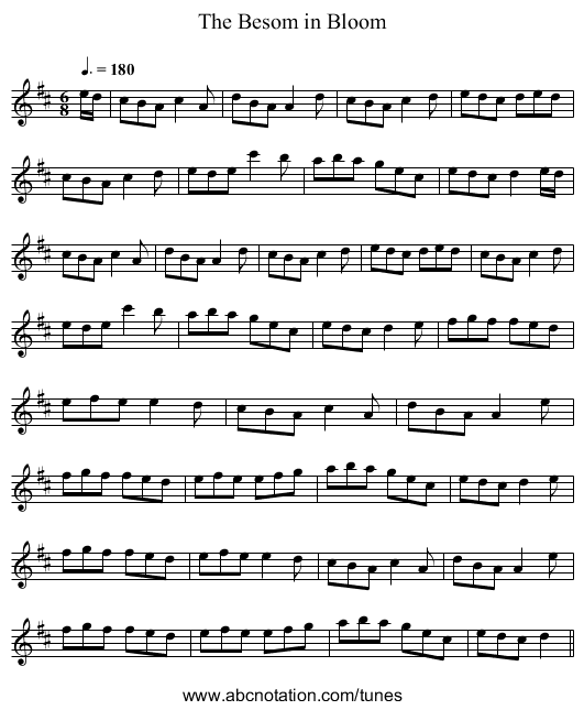 The Besom in Bloom - staff notation