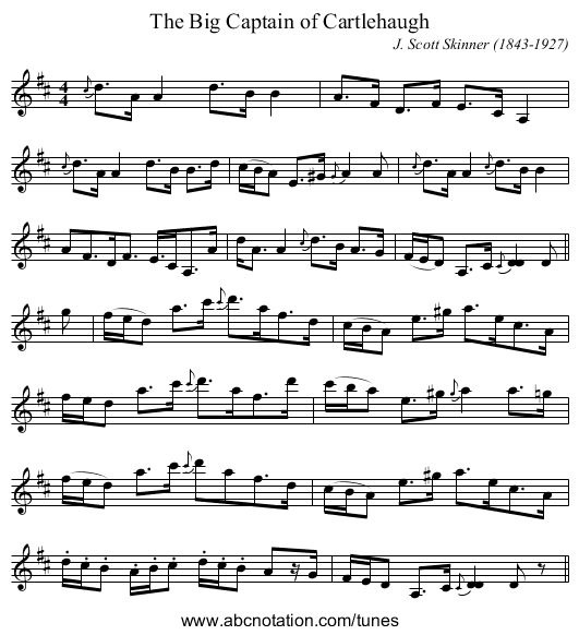 The Big Captain of Cartlehaugh - staff notation