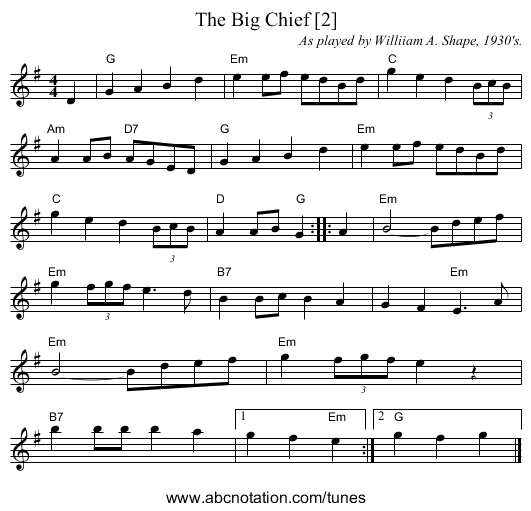 The Big Chief [2] - staff notation