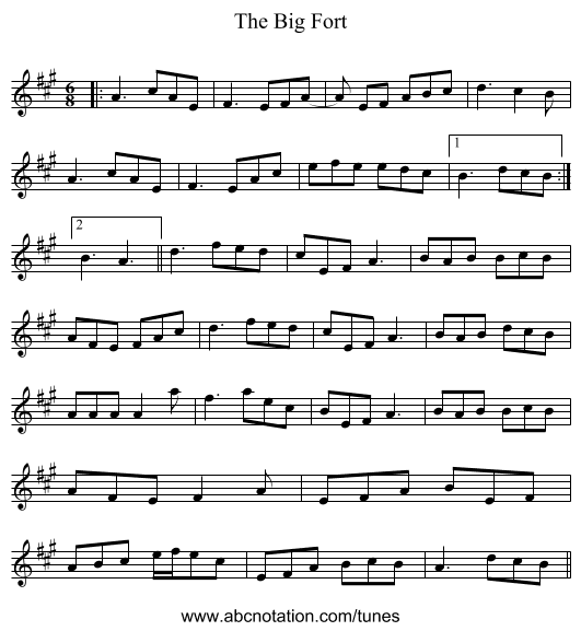 The Big Fort - staff notation