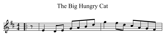 The Big Hungry Cat - staff notation