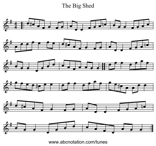 The Big Shed - staff notation