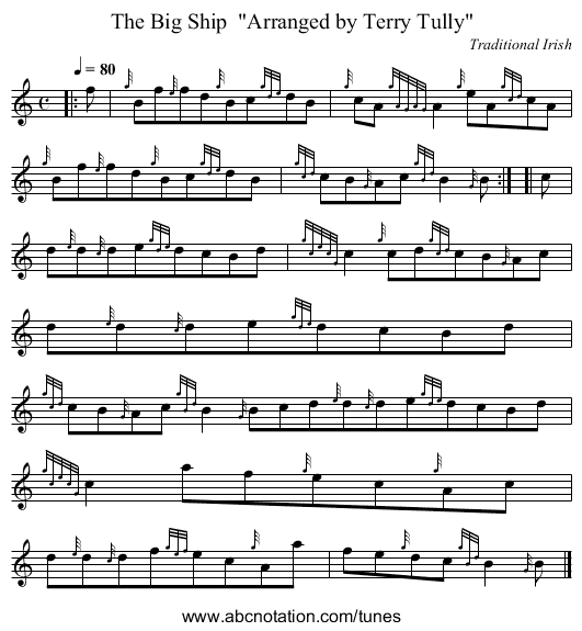 The Big Ship Arranged by Terry Tully - staff notation