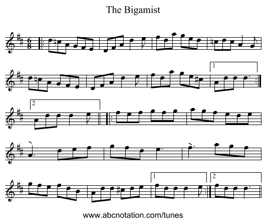 The Bigamist - staff notation