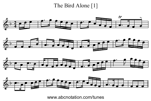 The Bird Alone [1] - staff notation