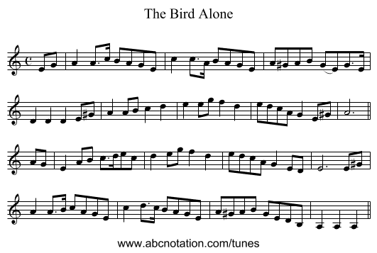 The Bird Alone - staff notation