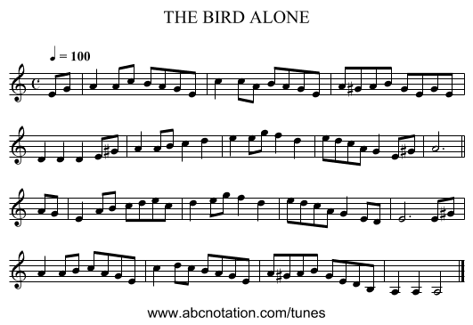 THE BIRD ALONE - staff notation