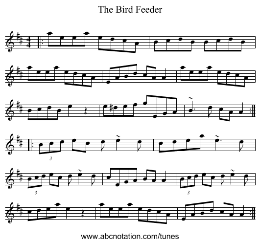 The Bird Feeder - staff notation