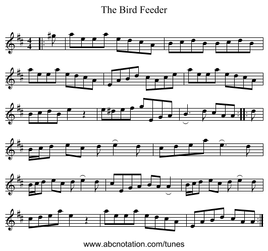 The Bird Feeder - staff notation