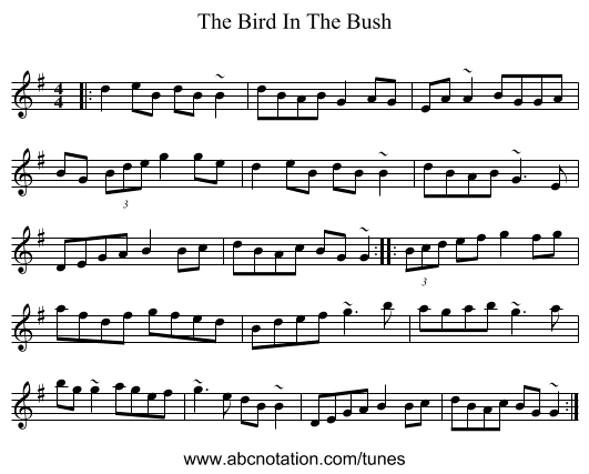The Bird In The Bush - staff notation