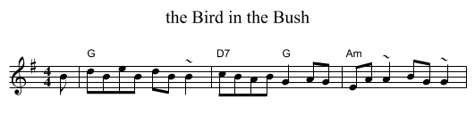 the Bird in the Bush - staff notation