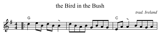 the Bird in the Bush - staff notation