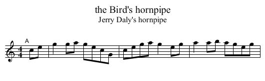 the Bird's hornpipe - staff notation