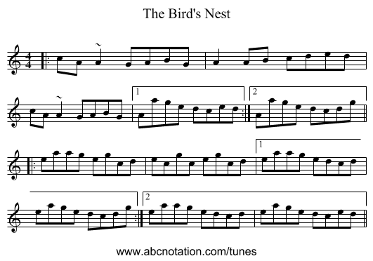 The Bird's Nest - staff notation