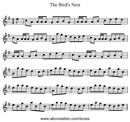 The Bird's Nest - staff notation