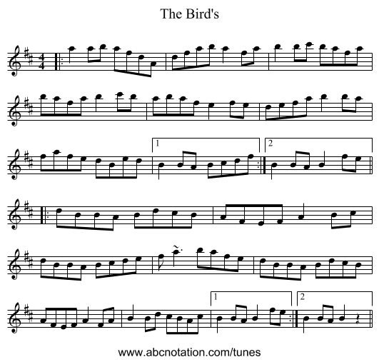 The Bird's - staff notation