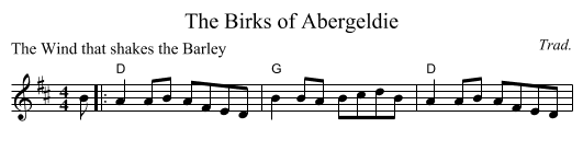 The Birks of Abergeldie - staff notation