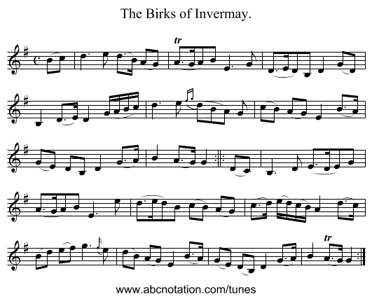 The Birks of Invermay. - staff notation
