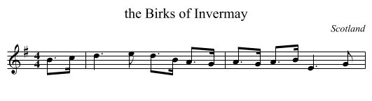 the Birks of Invermay - staff notation