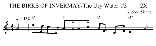 THE BIRKS OF INVERMAY/The Ury Water  #3         2X - staff notation
