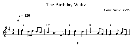 The Birthday Waltz - staff notation