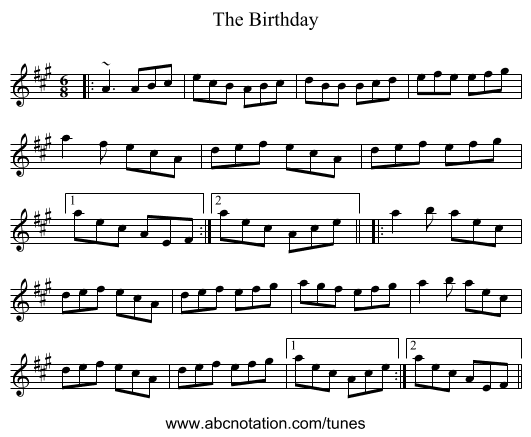 The Birthday - staff notation