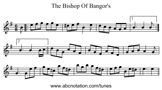 The Bishop Of Bangor's - staff notation