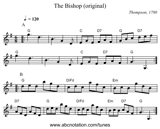 The Bishop (original) - staff notation