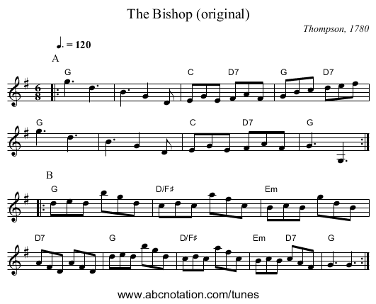 The Bishop (original) - staff notation