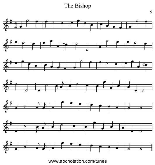 The Bishop - staff notation
