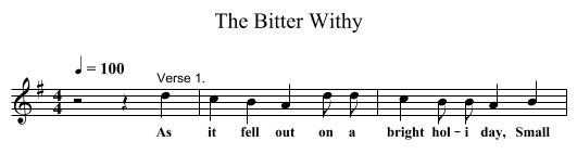 The Bitter Withy - staff notation