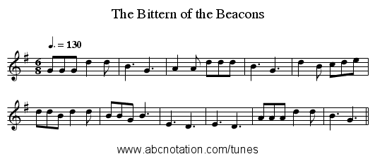 The Bittern of the Beacons - staff notation