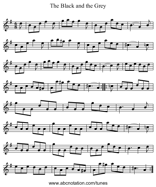 The Black and the Grey - staff notation