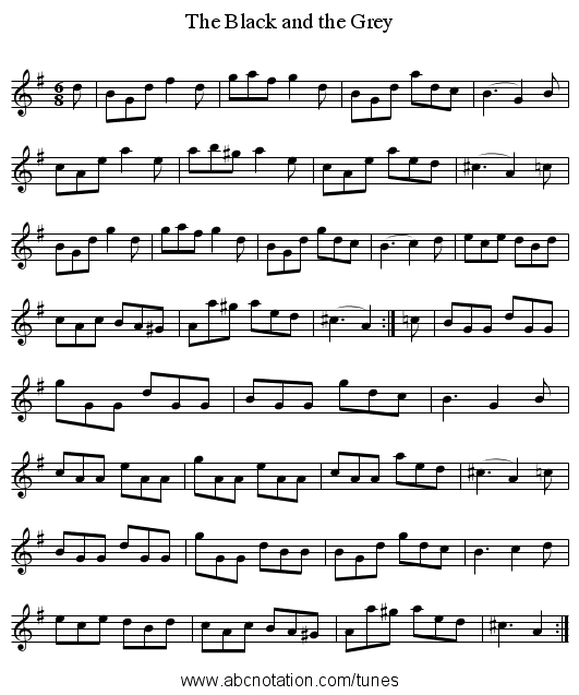 The Black and the Grey - staff notation